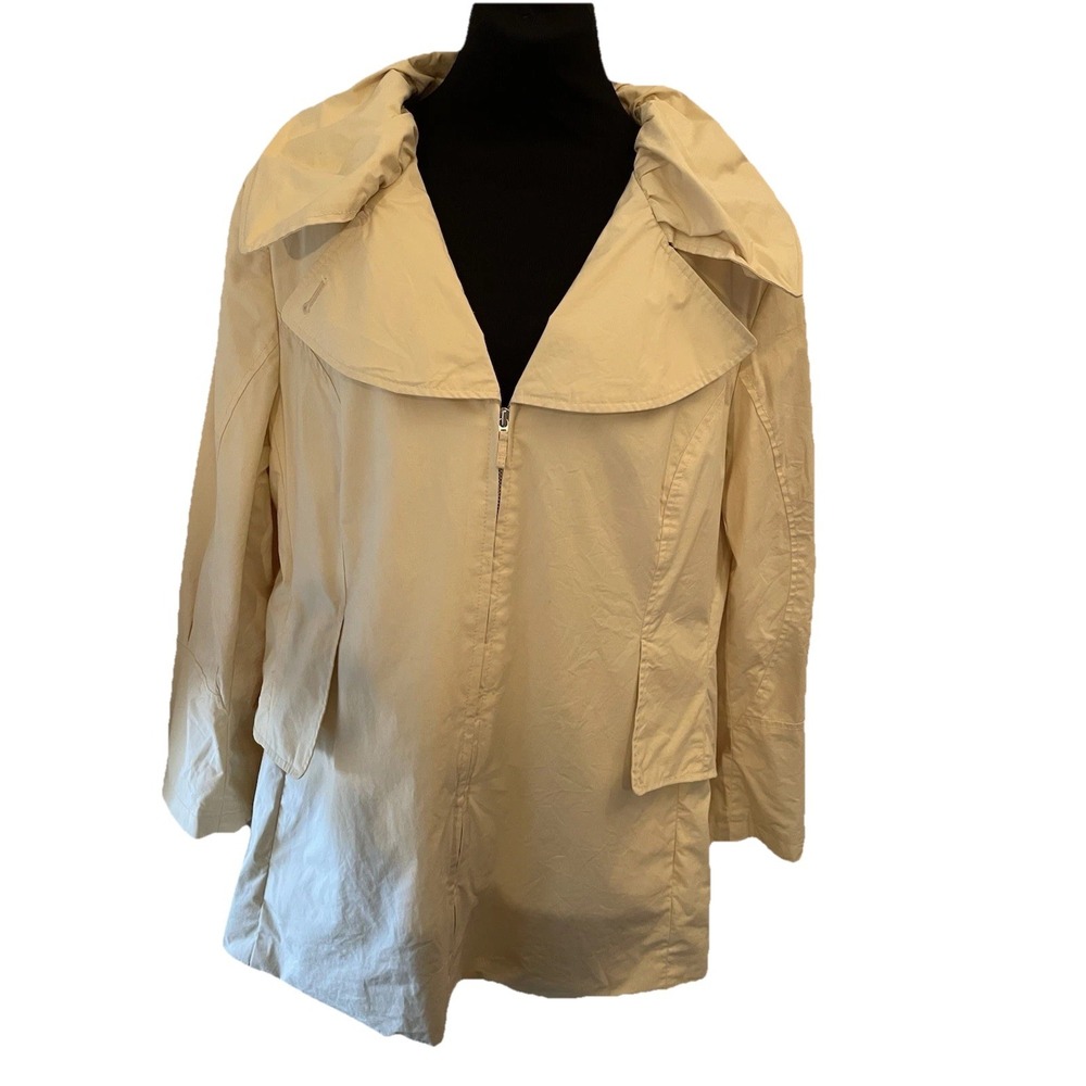 J Jill Jacket Water Repellant Lined Zip Pockets Yellow Light weight Size XL Read